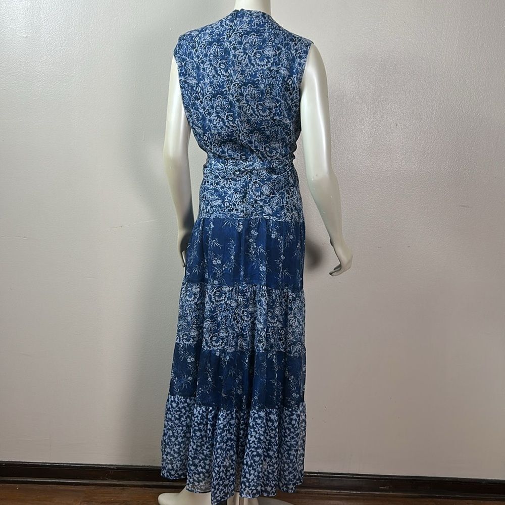 Plus size women’s Lauren Ralph Lauren Adnan Floral Maxi Dress Blue 18 tiered - Picture 10 of 14